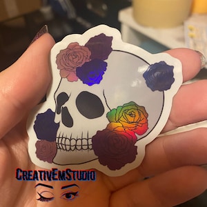 holographic skeleton sticker - Laptop Sticker - Halloween sticker - fall sticker - skeleton Sticker - Holo Halloween