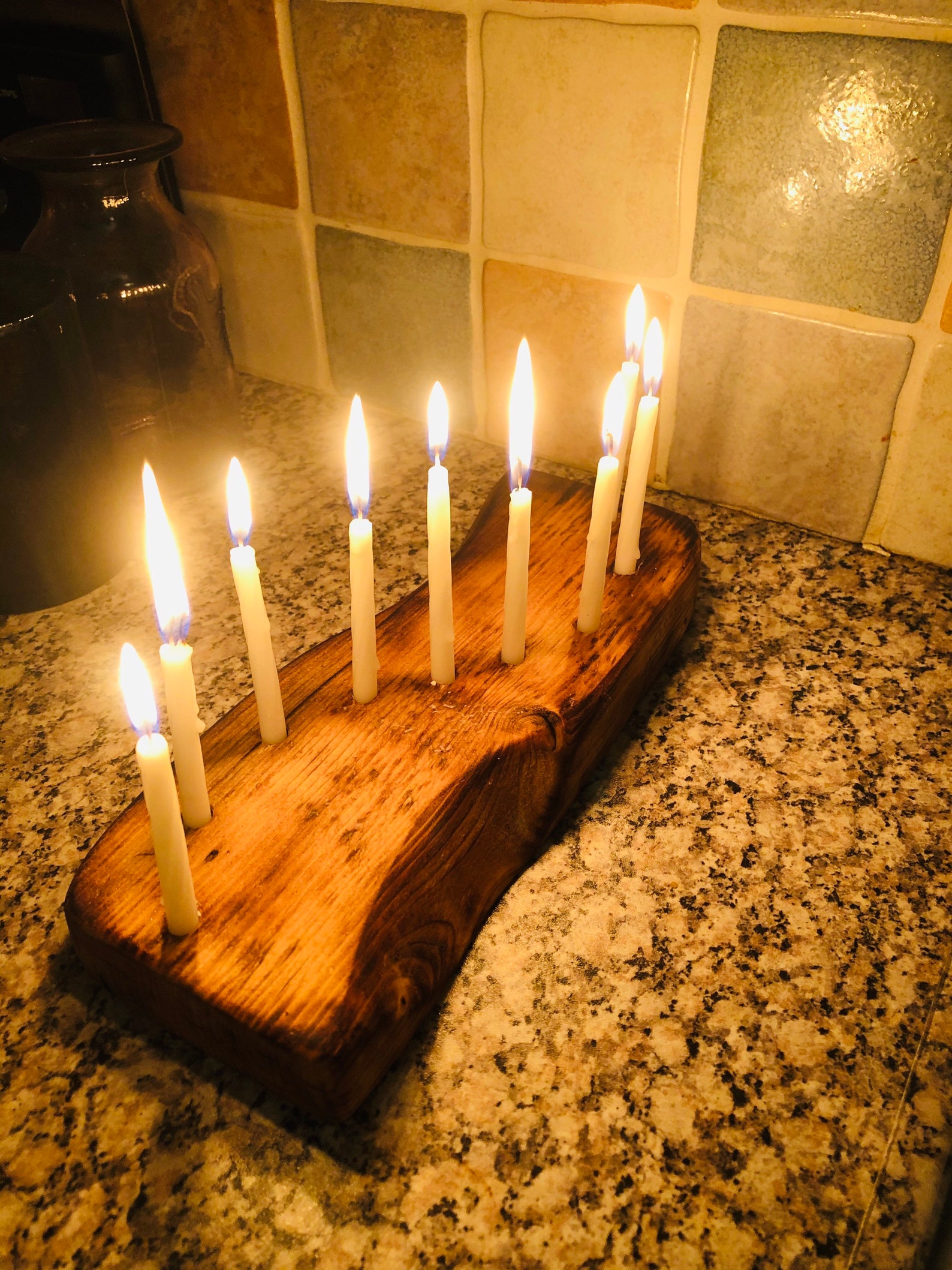 Rustic wooden curved Chanukah Menorah upcycled vintage Etsy