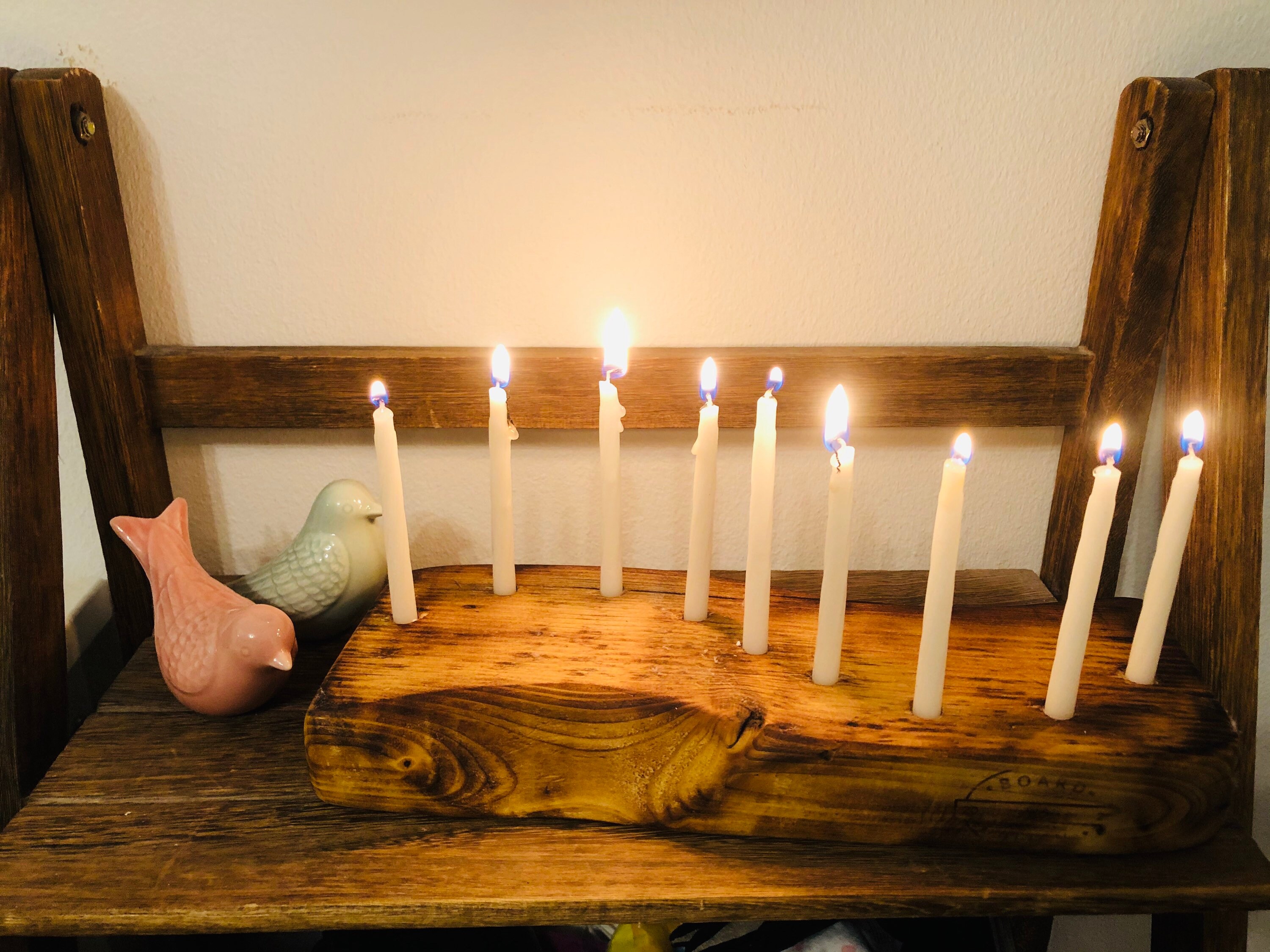 Rustic wooden curved Chanukah Menorah upcycled vintage Etsy