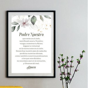 Padre Nuestro Oracion Print Art, Oracion Padre Nuestro Spanish Printable, Spanish Catholic Prayer, The Lord&#39;s Prayer In Spanish Art Print