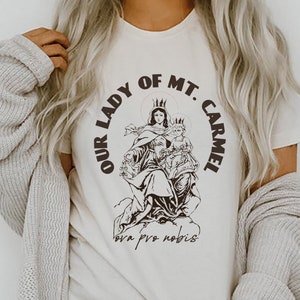 Our Lady of Mount Carmel T-Shirt, Mount Carmel Apparition Shirt, Virgin Mary T-Shirt, Blessed Mother Shirt, Catholic T-Shirt