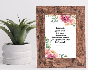 St. Teresa of Avila Prayer Spanish Print: Catholic Art (Digital Download)