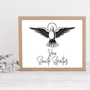 Veni Sancte Spiritus Printable, Come Holy Spirit Art Print, Easter Printable, Catholic Wall Decor, Holy Spirit Wall Art, Digital Download
