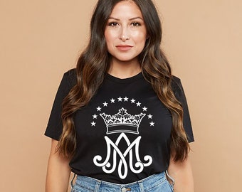 Auspice Maria T-Shirt: Marian Monogram, Virgin Mary Symbol