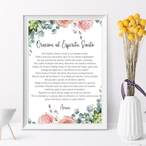 Oracion Al Espiritu Santo Imprimible, Oracion Catolica Print Art, Heilige Geest Gebed Spaans Printable, Ven Espiritu Divino Manda Tu Luz Art
