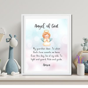 Engel van God Gebed Afdrukbaar, Engel Gebed Kids Print, Kids Gebed Afdrukbaar, Katholieke Afdrukbaar voor Kinderen, Gebed Kinderkamer Print, Angel Art