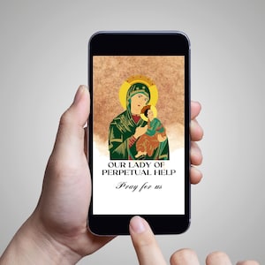 Pantalla de bloqueo del teléfono de Nuestra Señora del Perpetuo Socorro, Pantalla de bloqueo del teléfono católico, Fondo de pantalla del iPhone católico, Regalo de Nuestra Señora del Perpetuo Socorro