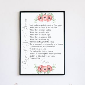 Prayer Of Saint Francis Printable, Saint Francis Prayer Digital Download, Catholic Wall Art, Catholic Home Decor, Saint Francis of Assisi