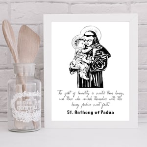 St. Anthony of Padua Printable, St. Anthony of Padua Quote Print, Catholic Saint Quote, Catholic Wall Decor, 5x7 Catholic Printable