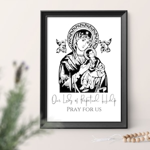 Our Lady Of Perpetual Help Printable, Catholic Art Print 5x7, Catholic Digital Download, Blessed Mother Art Print, Virgin Mary Art Print