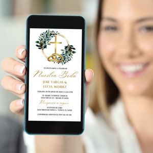 Convite Eletrônico Boda, Convite Digital Matrimonio, Boda Católica, Casamento Católico Espanhol Evite, Convite Digital Boda Canva