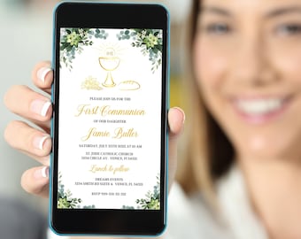 Invitación electrónica para Primera Comunión: Editable en Evite (Descarga digital)