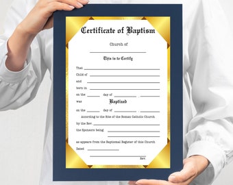 Certificate Of Baptism, Sacrament of Baptism Digital Certificate, Catholic Baptism Certificate, Certificate Of Baptism Editable Template