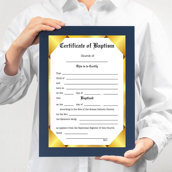 Certificate Of Baptism, Sacrament of Baptism Digital Certificate, Catholic Baptism Certificate, Certificate Of Baptism Editable Template