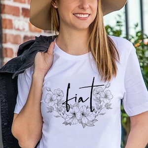 Fiat Floral T-Shirt: Marian Catholic Apparel