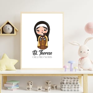 St. Therese of Lisieux Nursery Printable, St. Therese of the Child Jesus Kids Room Print, Catholic Saints Room Decor Print, St. Therese Art
