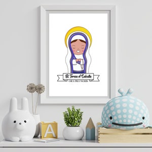 St. Teresa Of Calcutta Ora Pro Nobis Art Print For Kids and Babies, St. Teresa Of Calcutta Nursery Print, Catholic Saints Nursery Printable