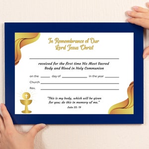 En Recuerdo De Nuestro Señor Jesucristo Plantilla Editable, Certificado De Primera Comunión, Plantilla Editable De Canva De Primera Comunión