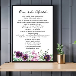 Credo de los Apóstoles Imprimible para Decorar el Hogar, Español Credo de los Apóstoles Descarga Digital, Oración Católica Imprimible
