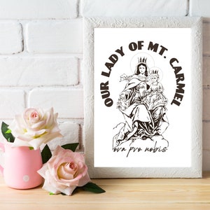 Our Lady of Mount Carmel Printable, Our Lady of Mount Carmel Wall Art, Virgin Mary Wall Decor, Catholic Digital Download, Blessed Mother Art