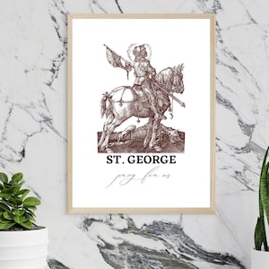St George Pray For Us Digital Download, Saint George Vintage Digital Art, Catholic Vintage Printable, Catholic Saint Printable, Catholic Art