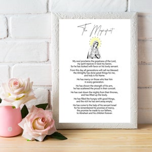 The Magnificat Song of Mary Printable, Virgin Mary Prayer Art Print, Catholic Digital Download, Magnificat Prayer Art Print, Catholic Prayer