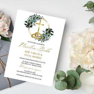 Invitación Boda bewerkbaar, Invitación Digital Matrimonio, Boda Católica, katholieke bruiloft Spaans uitnodigen, Invitación Digital Boda