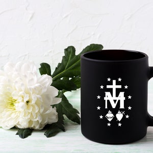 Miraculous Medal Mug/Catholic Mug/White Ceramic Mug/Marian Mug/Spiritual Mug/Virgin Mary Mug/Catholic Gifts/Coffee Mug/Tea Mug