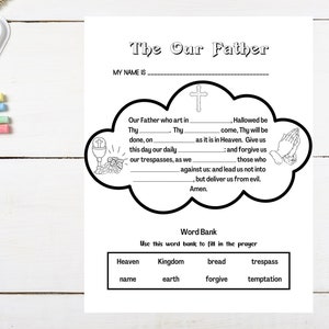 The Our Father Prayer Coloring Page For Kids, Catholic Activities For Children, Catholic Homeschool Resources, Catholic Games For Children
