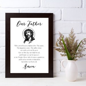 The Lord&#39;s Prayer Printable, Our Father Prayer Digital Download, Catholic Home Decor, Catholic Prayer Art Print