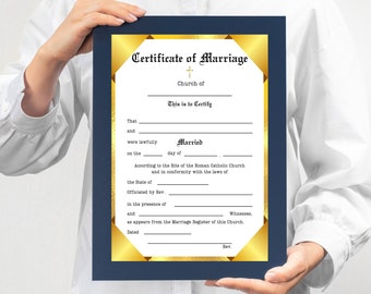 Certificat de mariage, certificat numérique de sacrement de mariage, certificat de mariage catholique, modèle modifiable de certificat de mariage