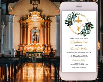 Confirmation Electronic Invitation, Sacrament of Confirmation Digital Invitation, Catholic Sacrament Evite, Boys/Girls Confirmation Template