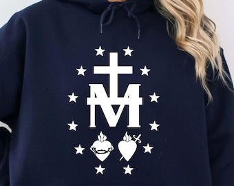 Miraculous Medal Unisex Hoodie: Marian Cross Catholic Apparel