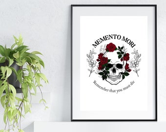 Impresión de calavera Memento Mori: Decoración católica para el hogar (Descarga digital)