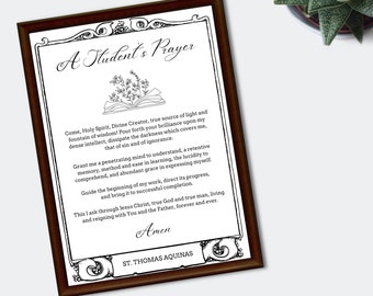 St. Thomas Aquinas Prayer Art: Catholic Student Gift (Digital Download)