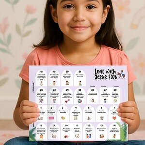 Activiteitenkalender vastentijd voor kinderen 2026, katholieke geloofsuitdagingen (afdrukbare download)