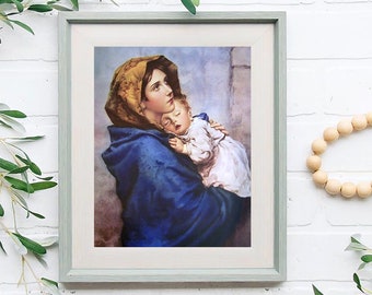 Madonna of The Streets Poster 8x10, Blessed Mother Art Print, Catholic Home Decor Print, Pintura Nuestra Señora de las Calles, Catholic Gift