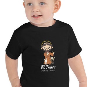 St. Francis of Assisi Toddler Short Sleeve Tee, Saint Francis Kids Tee, Catholic Kids Clothing, Catholic Child T-Shirt, Catholic Saint Tee
