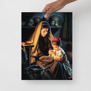 Cartel de Madre e Hijo, Arte Mural Católico, Arte Impreso de la Madre Bendita y el Niño, Arte Impreso Católico 8x10, Póster de Nuestra Señora y el Niño