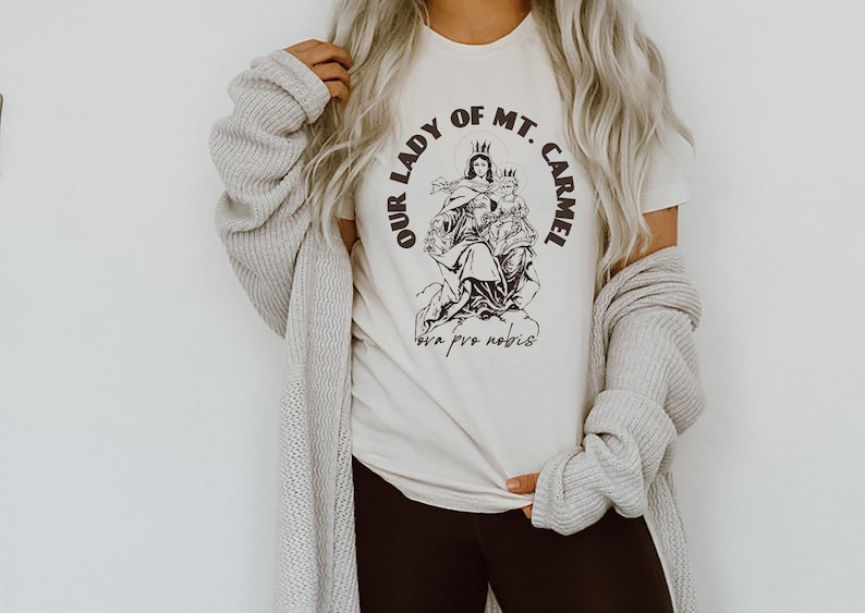 Vår Fru av Karmelberget T-shirt: Katolsk Jungfru Maria T-shirt bild 1