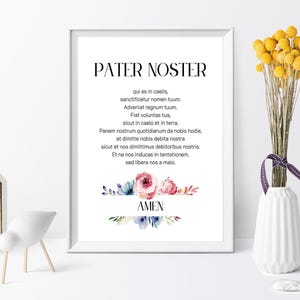 Pater Noster Prayer Print 5x7, Latin Prayer Art Print, Catholic Digital Download, Padre Nuestro en Latin Print, Our Father Prayer Printable