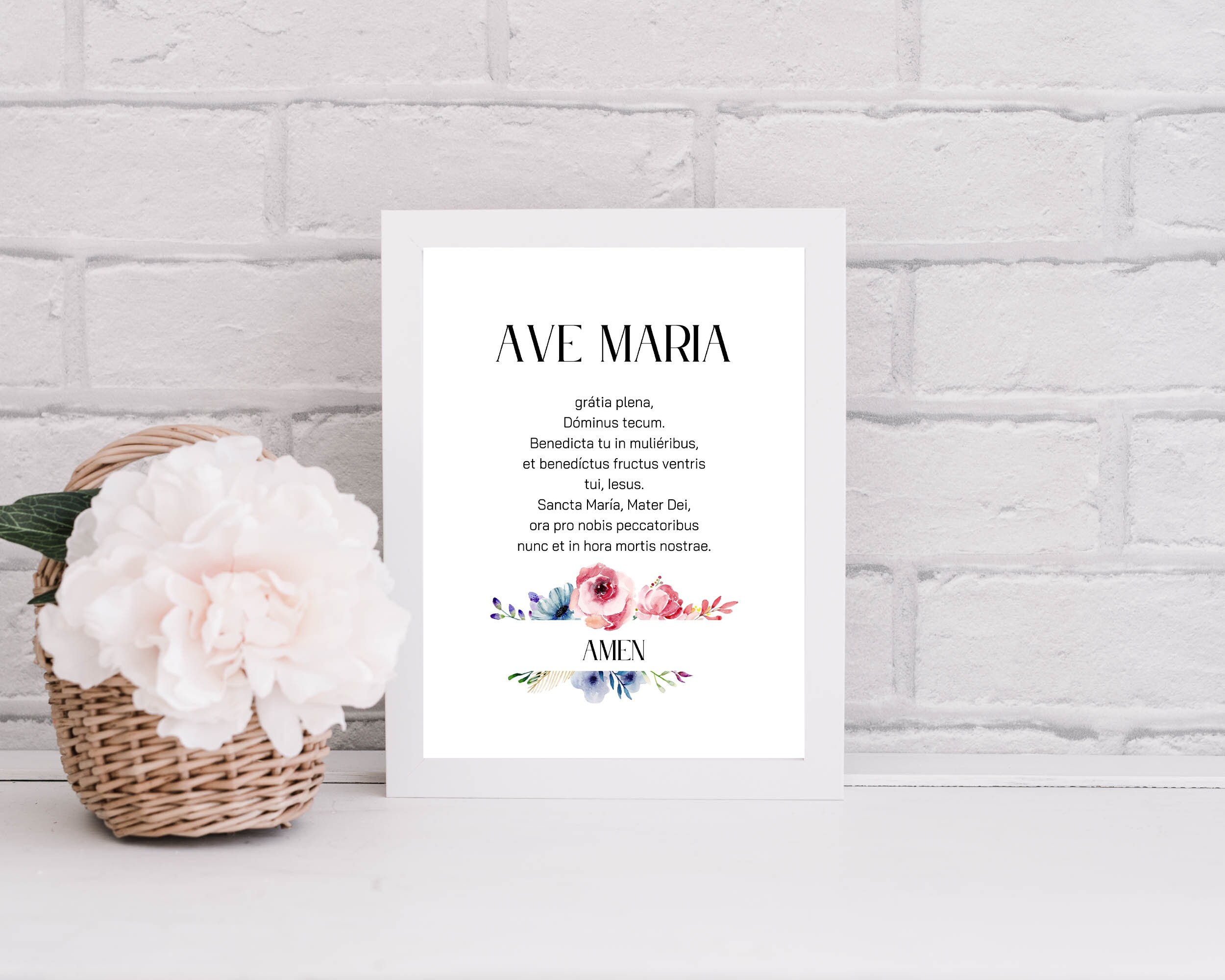 Ave Maria Latin Prayer Art Print: Catholic Home Decor (digital Download ...