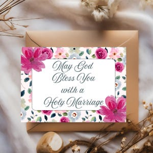 Printable Catholic Marriage Greeting Card, Catholic Sacrament Greeting Card, Floral Wedding Greeting Card, Faith Inspired Marriage Card