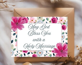 Floral Catholic Wedding Card: Faith Inspired Marriage (PDF & JPG)