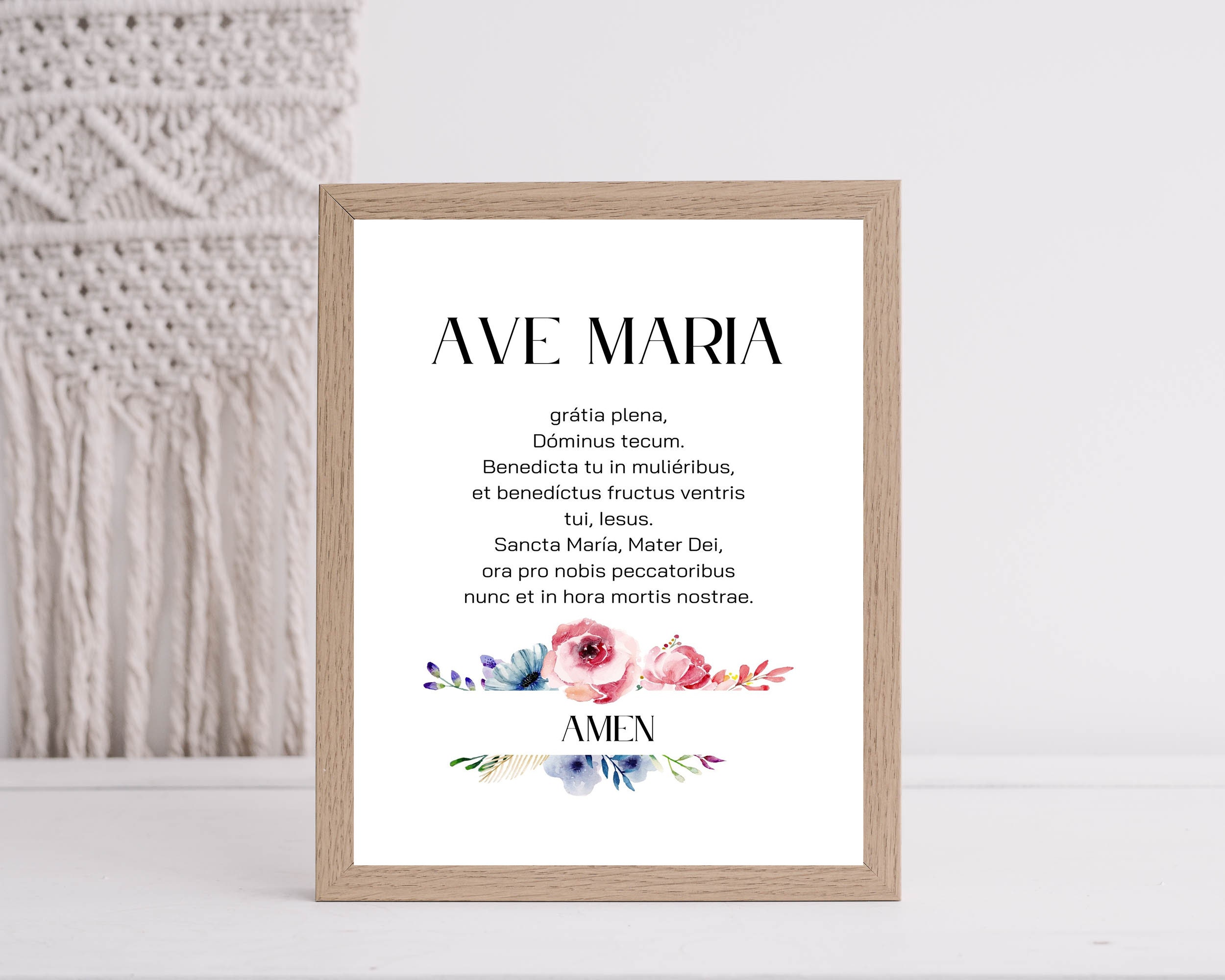 Ave Maria Latin Prayer Art Print: Catholic Home Decor (digital Download ...