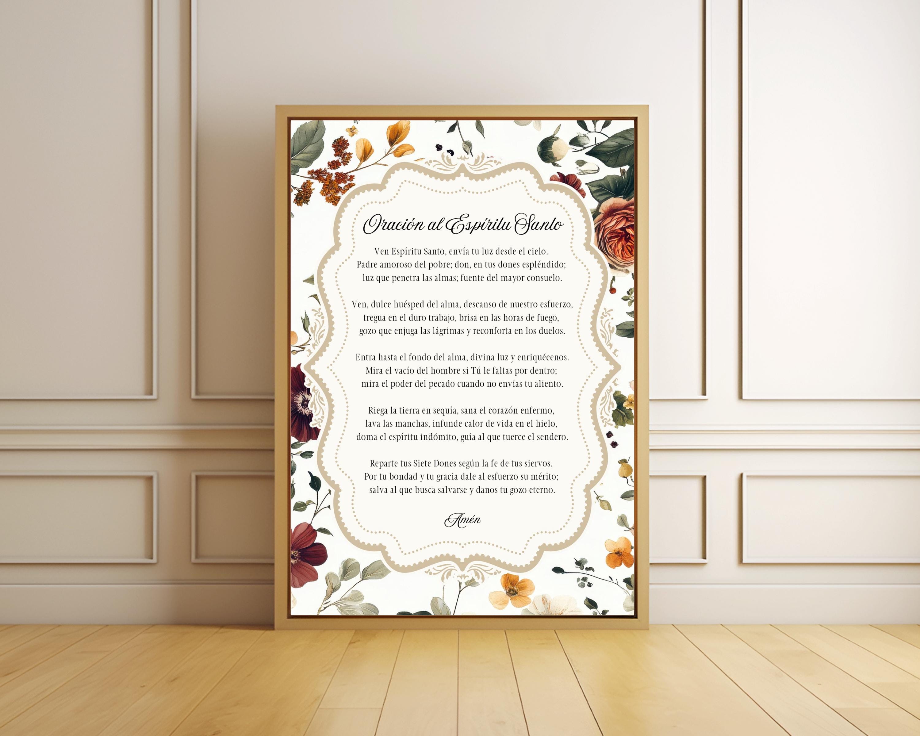 Oración Al Espíritu Santo Imprimible, Spanish Prayer To The Holy Spirit Art Print, Catholic Christian Wall Decor, Faith Based Art Print