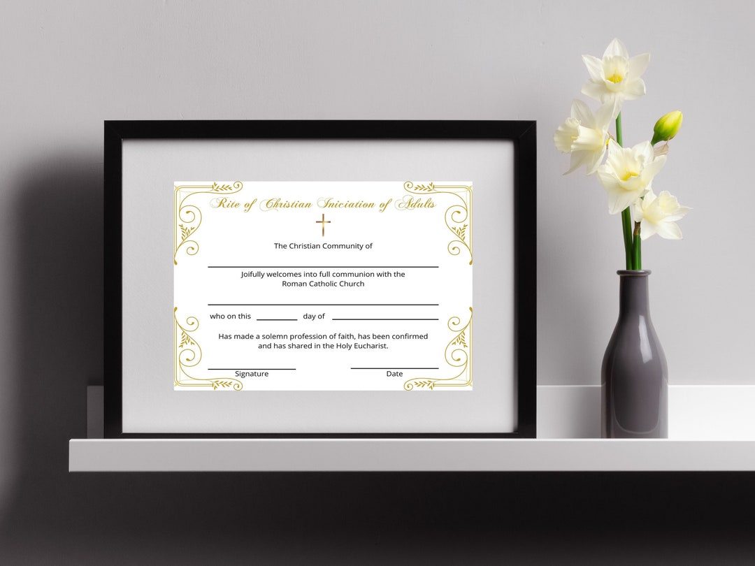 RCIA Rite of Christian Iniciation of Adults Certificate, RCIA Editable