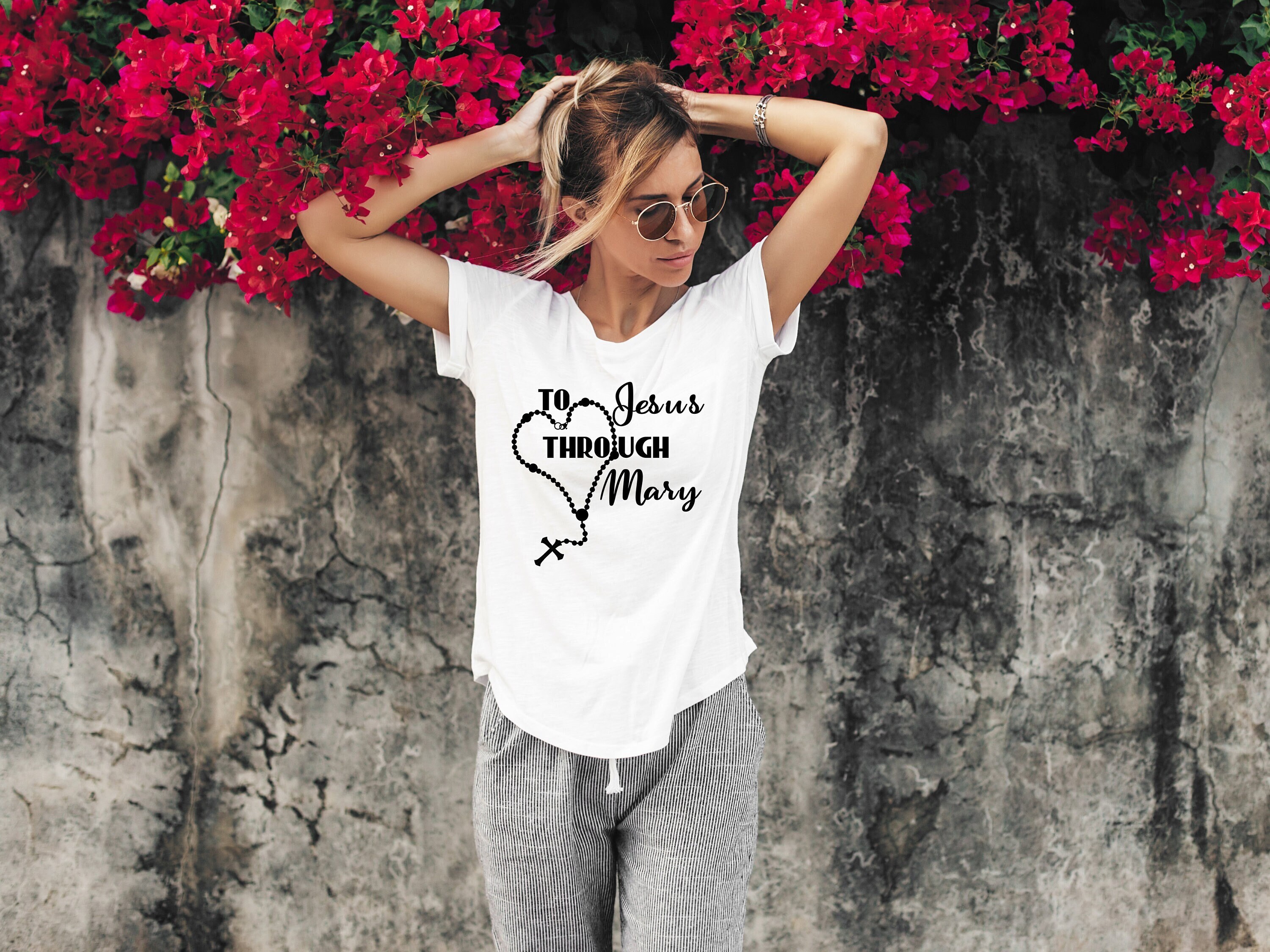 To Jesus Through Mary T-Shirt, Consecration to Jesus Through Mary, Marian T-Shirt, Marian Devotion Shirt, Virgin Mary Shirt, Blessed Mother