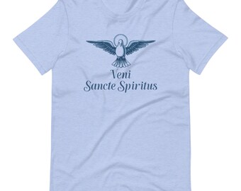 【SATIIIZ】Pocan Heart Spray Short-Sleeved T-Shirt Veni Sancte Spiritus Short Sleeve Unisex T-shirt, Come Holy