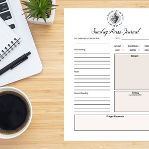 Sacred Heart Sunday Mass Journal: Catholic Mass Notes (PDF)